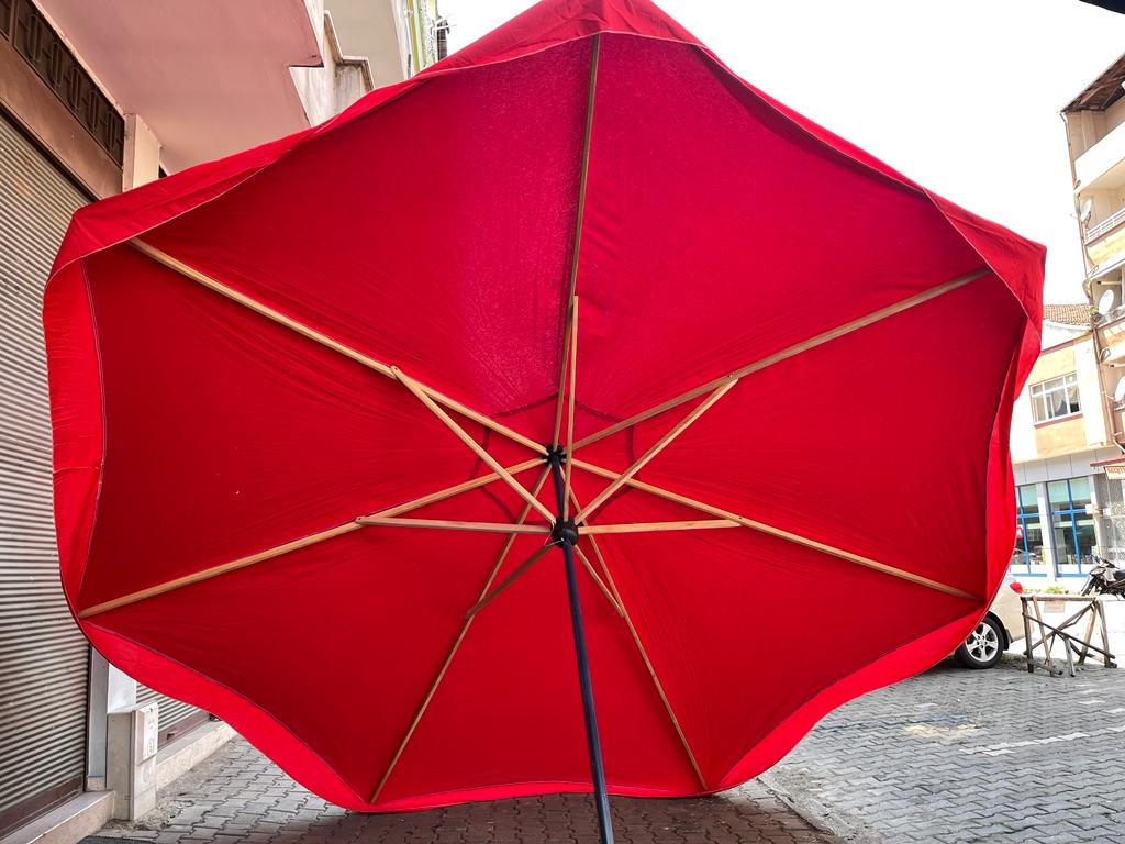 pazarcı şemsiyesi kırmızı model dayanıklı çelik gövde