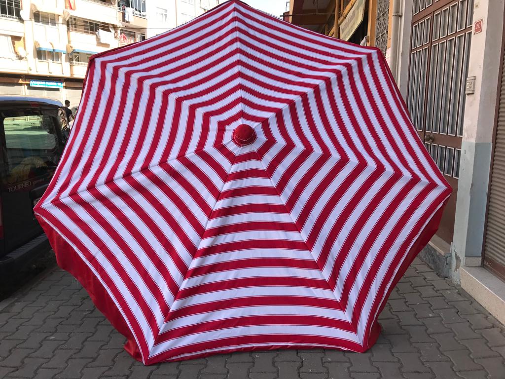 pazarcı şemsiyesi kırmızı çizgili model semt pazarı kullanımı