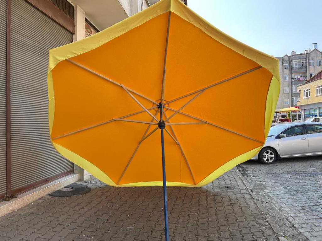 300 cm pazarcı şemsiyesi turuncu model pazarcı şemsiyesi turkuaz model üstten görünüm